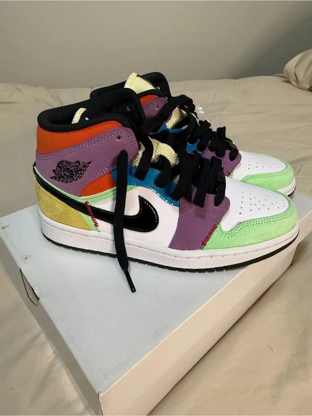 Jordan Low Top Sneakers in Purple, Green, Orange, Blue, Yellow, White & Black
